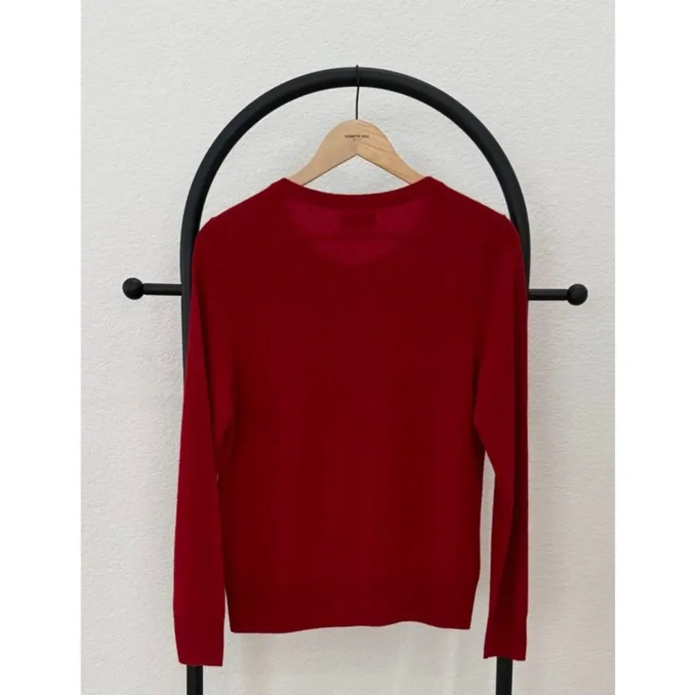 Quince NEW Mongolian Cashmere Cardigan Sweater Varsity Red, Medium - Picture 3 of 5
